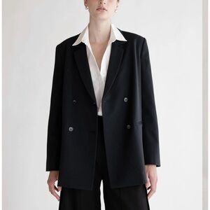 NWT OAK + FORT Double-Breasted Oversized Black Blazer